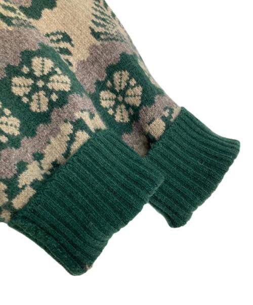 BEAMS（ビームス）BEAMS (ビームス) STARBUCKS COFFEE (スターバックス コーヒー) コラボジャカードクルーニット グリーン サイズ:Lの古着・服飾アイテム