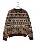 BEAMS×STARBUCKS COFFEEビームス×スターバックス コーヒー）の古着「JACQUARD CREW KNIT コラボジャガードクルーニット」｜ブラウン