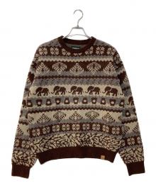 BEAMS×STARBUCKS COFFEE（ビームス×スターバックス コーヒー）の古着「JACQUARD CREW KNIT コラボジャガードクルーニット」｜ブラウン