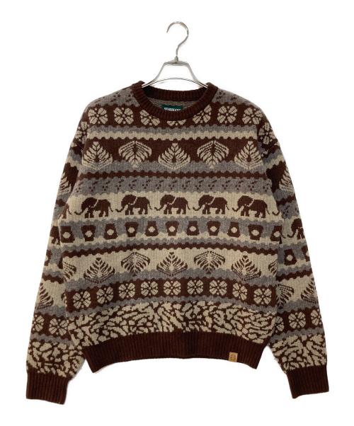 BEAMS（ビームス）BEAMS (ビームス) STARBUCKS COFFEE (スターバックス コーヒー) JACQUARD CREW KNIT コラボジャガードクルーニット ブラウン サイズ:Mの古着・服飾アイテム