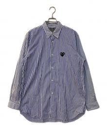 PLAY COMME des GARCONS（プレイコムデギャルソン）の古着「ハートロゴストライプシャツ」｜ブルー