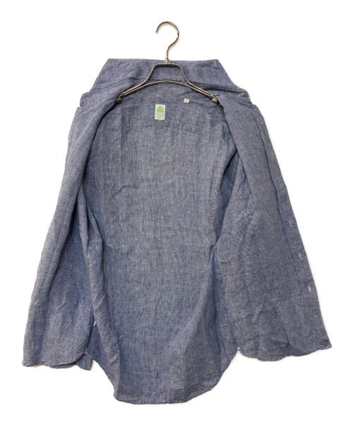 finamore（フィナモレ）Finamore (フィナモレ) リネンハウンドトゥースシャツ ブルー サイズ:15 3/4 40の古着・服飾アイテム