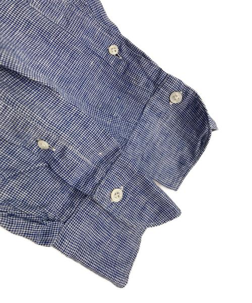 finamore（フィナモレ）Finamore (フィナモレ) リネンハウンドトゥースシャツ ブルー サイズ:15 3/4 40の古着・服飾アイテム