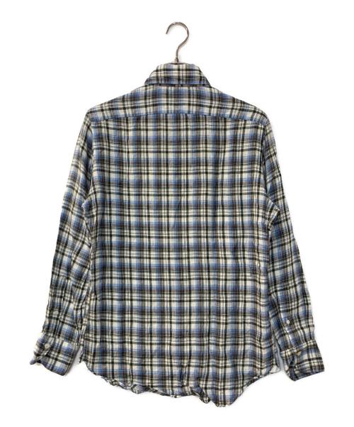 finamore（フィナモレ）Finamore (フィナモレ) リネンチェックシャツ ブルー サイズ:40の古着・服飾アイテム