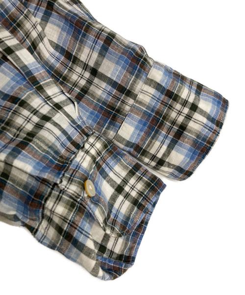 finamore（フィナモレ）Finamore (フィナモレ) リネンチェックシャツ ブルー サイズ:40の古着・服飾アイテム