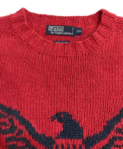 POLO RALPH LAUREN（ポロ・ラルフローレン）POLO RALPH LAUREN (ポロ・ラルフローレン) 90‘s Hand Knit レッド サイズ:XXLの古着・服飾アイテム