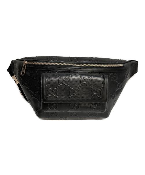 GUCCI（グッチ）GUCCI (グッチ) GGエンボスボディバッグ ブラックの古着・服飾アイテム