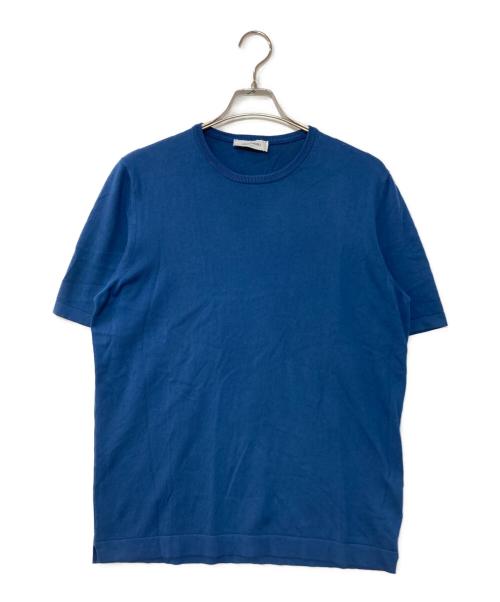 GRAN SASSO（グランサッソ）GRAN SASSO (グランサッソ) 12ゲージソフトコットンS/Sクルーネックニット ブルー サイズ:52の古着・服飾アイテム