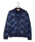 GUCCIグッチ）の古着「GG インターシャ ウール カーディガン」｜ネイビー