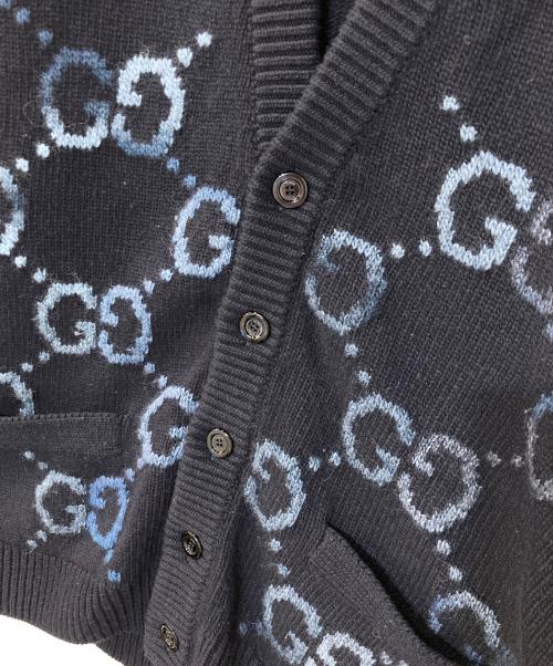 GUCCI（グッチ）GUCCI (グッチ) GG インターシャ ウール カーディガン ネイビー サイズ:Mの古着・服飾アイテム