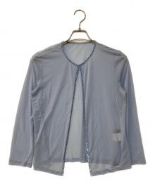 LEONARD FASHION（レオナールファッション）の古着「カンカン素材ビジューカーディガン」｜スカイブルー