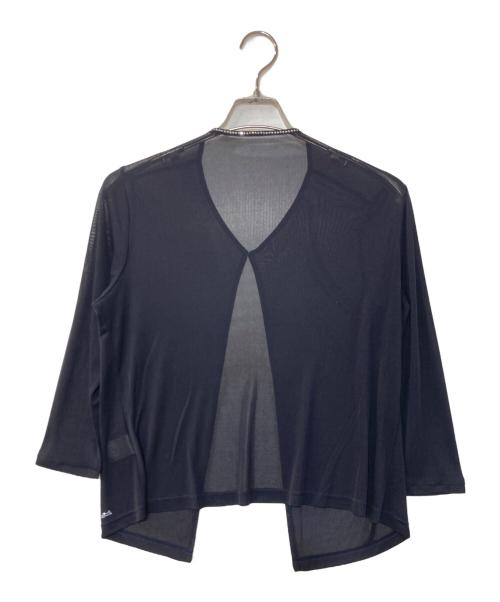 LEONARD FASHION（レオナールファッション）LEONARD FASHION (レオナールファッション) カンカン素材ビジューカーディガン ネイビー サイズ:Lの古着・服飾アイテム