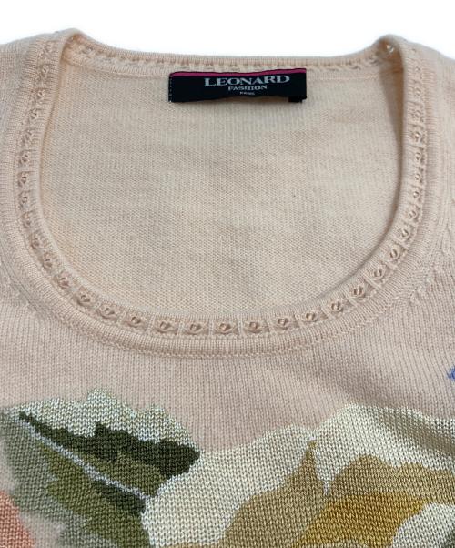 LEONARD FASHION（レオナールファッション）LEONARD FASHION (レオナールファッション) カシミヤシルクフラワーニット ピンク サイズ:Lの古着・服飾アイテム