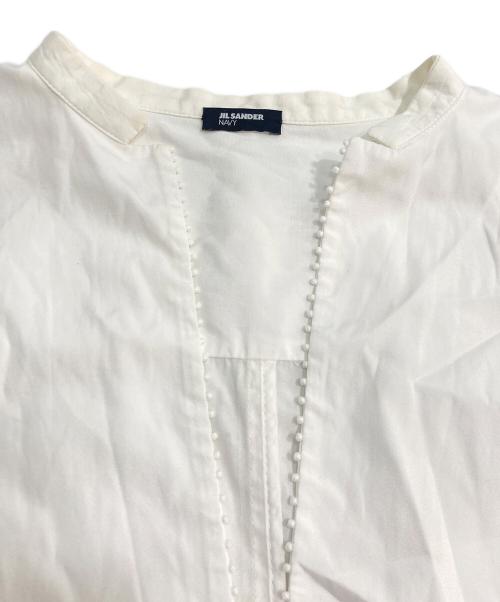 JIL SANDER NAVY（ジルサンダー ネイビー）JIL SANDER NAVY (ジルサンダー ネイビー) スキッパーブラウス ホワイト サイズ:42の古着・服飾アイテム