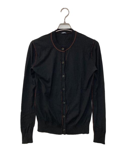 JIL SANDER NAVY（ジルサンダー ネイビー）JIL SANDER NAVY (ジルサンダー ネイビー) シルクウールラインカーディガン ブラック×オレンジ サイズ:Sの古着・服飾アイテム