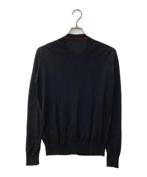 JIL SANDER NAVY（ジルサンダー ネイビー）JIL SANDER NAVY (ジルサンダー ネイビー) シルクウールラインカーディガン ブラック×オレンジ サイズ:Sの古着・服飾アイテム