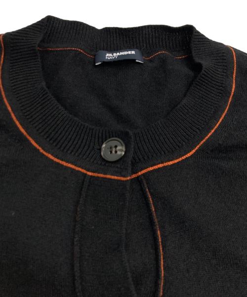 JIL SANDER NAVY（ジルサンダー ネイビー）JIL SANDER NAVY (ジルサンダー ネイビー) シルクウールラインカーディガン ブラック×オレンジ サイズ:Sの古着・服飾アイテム