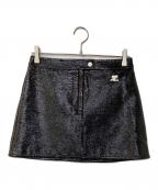 courregesクレージュ）の古着「Reedition Logo Mini Skirt リードディション ロゴパッチ ミニスカート」｜ブラック