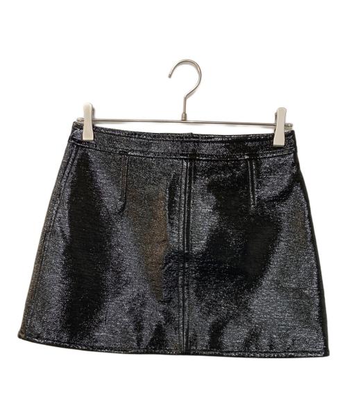 courreges（クレージュ）courreges (クレージュ) Reedition Logo Mini Skirt リードディション ロゴパッチ ミニスカート ブラック サイズ:38の古着・服飾アイテム