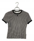 courregesクレージュ）の古着「Houndstooth T-Shirt Tシャツ」｜ブラック