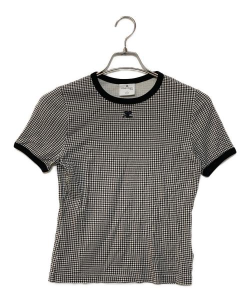 courreges（クレージュ）courreges (クレージュ) Houndstooth T-Shirt Tシャツ ブラック サイズ:Mの古着・服飾アイテム