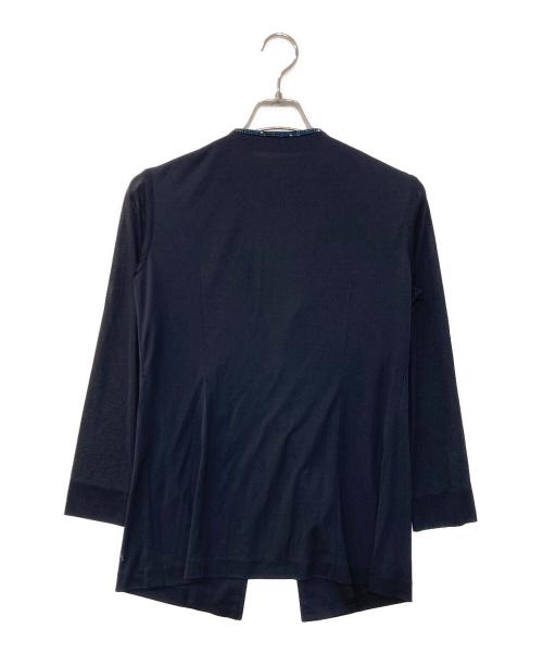 LEONARD FASHION（レオナールファッション）LEONARD FASHION (レオナールファッション) カンカン素材ビジューカーディガン ネイビー サイズ:Mの古着・服飾アイテム