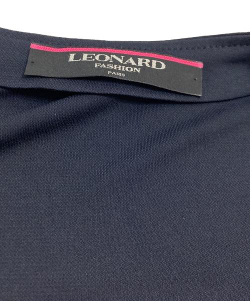 LEONARD FASHION（レオナールファッション）LEONARD FASHION (レオナールファッション) カンカン素材ビジューカーディガン ネイビー サイズ:Mの古着・服飾アイテム
