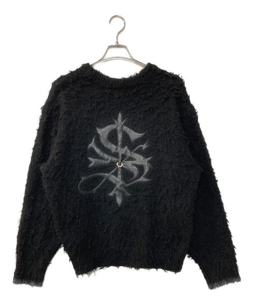 SUPPLIER（サプライヤー）SUPPLIER (サプライヤー) A'gem (エージェム) .kom (ドットコム) TRIBAL CROSS PIERCED SHAGGY KNIT トライバルクロス ピアスデザイン シャギーニットソー ブラック サイズ:Lの古着・服飾アイテム