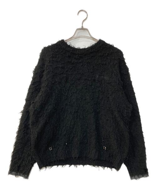 SUPPLIER（サプライヤー）SUPPLIER (サプライヤー) A'gem (エージェム) .kom (ドットコム) TRIBAL CROSS PIERCED SHAGGY KNIT トライバルクロス ピアスデザイン シャギーニットソー ブラック サイズ:Lの古着・服飾アイテム