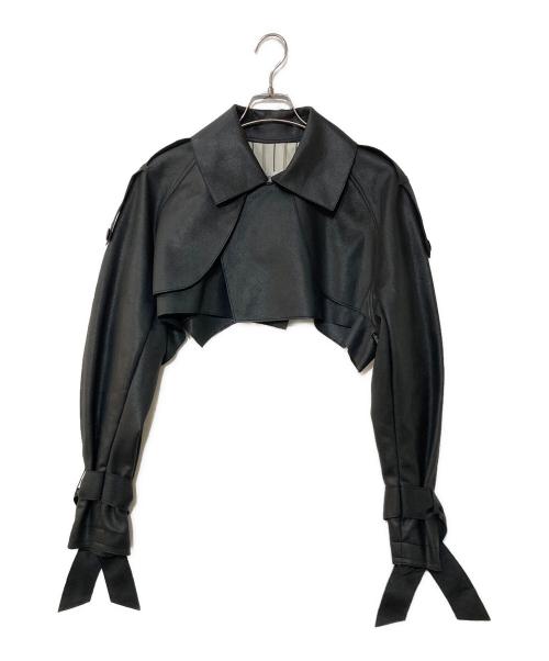 MEGMIURA（メグミウラ）MEGMIURA (メグミウラ) フェイクレザー短丈ジャケット ブラック サイズ:38の古着・服飾アイテム