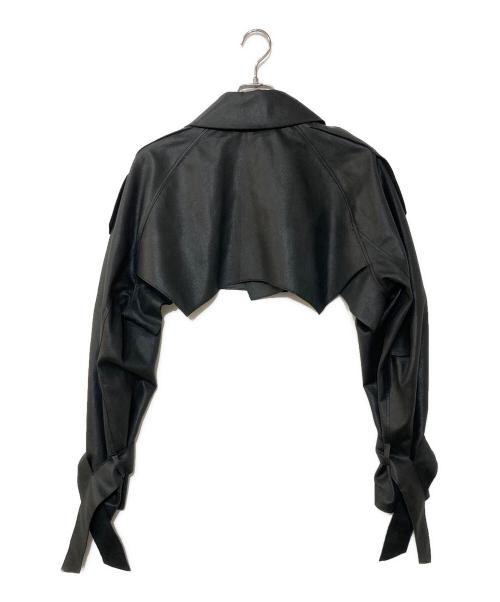 MEGMIURA（メグミウラ）MEGMIURA (メグミウラ) フェイクレザー短丈ジャケット ブラック サイズ:38の古着・服飾アイテム