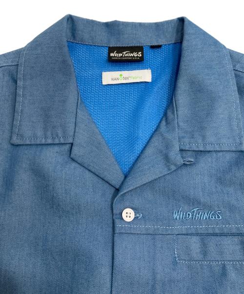 WILD THINGS（ワイルドシングス）WILD THINGS (ワイルドシングス) NANOTEX DENIM S/S SHIRT ナノテックスデニムS/Sシャツ ブルー サイズ:Mの古着・服飾アイテム