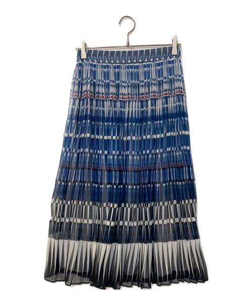 Kate Spade（ケイトスペード）Kate Spade (ケイトスペード) THE MADISON AVE Geometric Stripe Skirt ブルー サイズ:2の古着・服飾アイテム