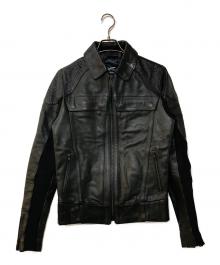 Denham（デンハム）の古着「切替デザイン ジップアップ ライダースジャケット」｜ブラック
