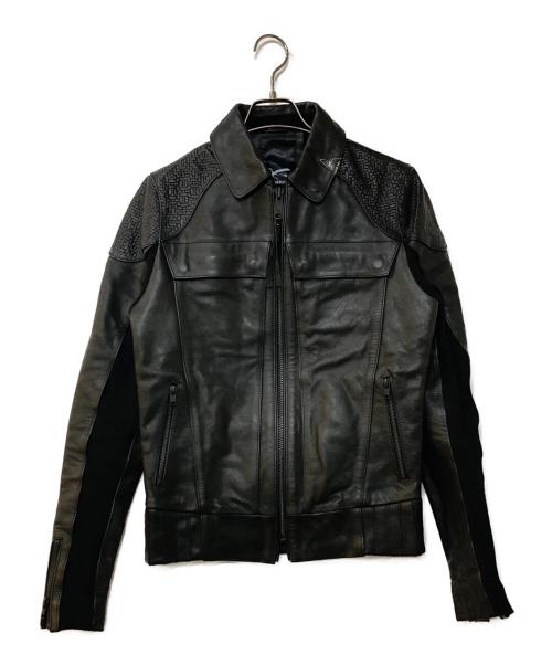 Denham（デンハム）Denham (デンハム) 切替デザイン ジップアップ ライダースジャケット ブラック サイズ:XSMALLの古着・服飾アイテム