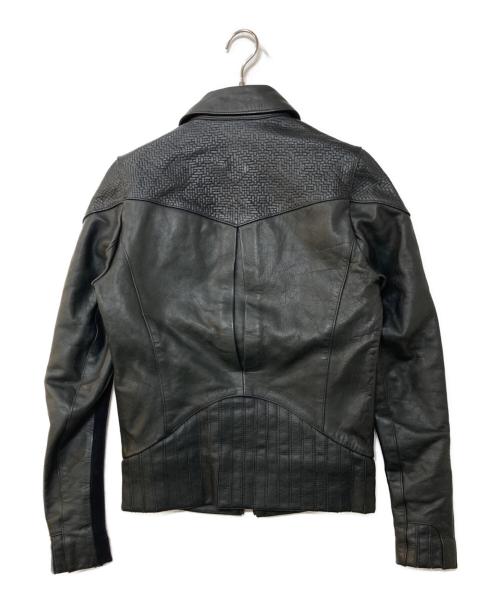 Denham（デンハム）Denham (デンハム) 切替デザイン ジップアップ ライダースジャケット ブラック サイズ:XSMALLの古着・服飾アイテム