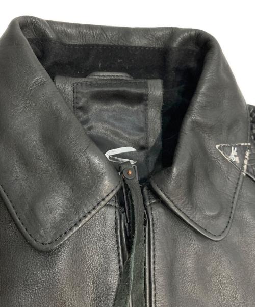 Denham（デンハム）Denham (デンハム) 切替デザイン ジップアップ ライダースジャケット ブラック サイズ:XSMALLの古着・服飾アイテム