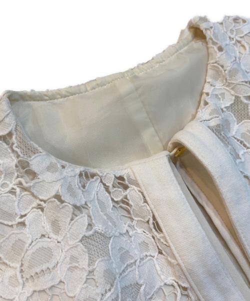 acka（エーシーケーエー）acka (エーシーケーエー) LACE NO SLEEVE ONE-PIECE　レースノースリーブワンピース　Acka247 ホワイト サイズ:2の古着・服飾アイテム