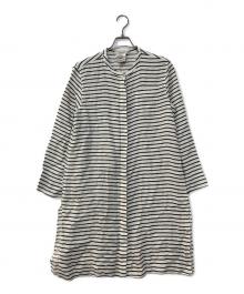'S Max Mara（エスマックスマーラ）の古着「リネンボーダーシャツワンピース」｜ホワイト