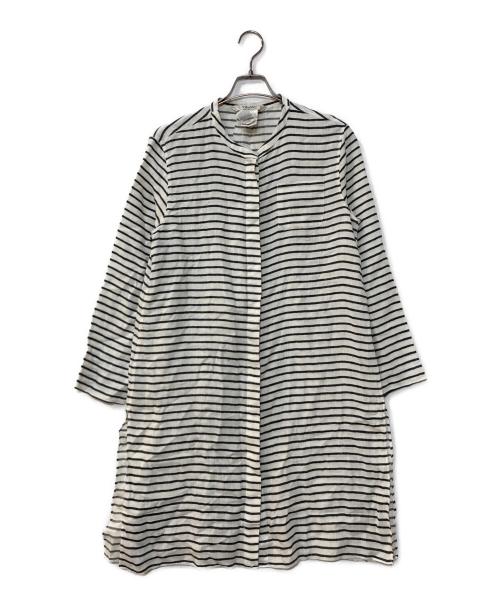 'S Max Mara（エスマックスマーラ）'S Max Mara (エスマックスマーラ) リネンボーダーシャツワンピース ホワイト サイズ:44の古着・服飾アイテム