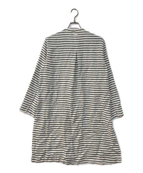'S Max Mara（エスマックスマーラ）'S Max Mara (エスマックスマーラ) リネンボーダーシャツワンピース ホワイト サイズ:44の古着・服飾アイテム