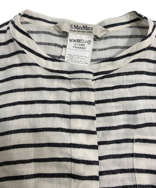 'S Max Mara（エスマックスマーラ）'S Max Mara (エスマックスマーラ) リネンボーダーシャツワンピース ホワイト サイズ:44の古着・服飾アイテム