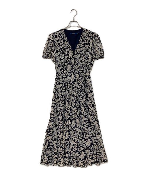 POLO RALPH LAUREN（ポロ・ラルフローレン）POLO RALPH LAUREN (ポロ・ラルフローレン) 花柄半袖カシュクールワンピース ホワイト サイズ:4の古着・服飾アイテム