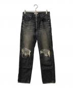 masuエムエーエスユー）の古着「TIGHT FIT DAMAGED JEANS」｜グレー