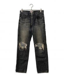 masu（エムエーエスユー）の古着「TIGHT FIT DAMAGED JEANS」｜グレー