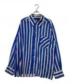 BOTTERボッター）の古着「SIDE LABER LINING SHIRT」｜ホワイト×ブルー