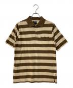stussyステューシー）の古着「ボーダー ポロシャツ」｜ベージュ×ブラウン