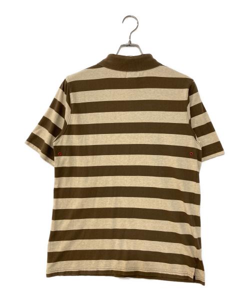 stussy（ステューシー）stussy (ステューシー) ボーダー ポロシャツ ベージュ×ブラウン サイズ:Mの古着・服飾アイテム