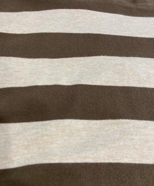 stussy（ステューシー）stussy (ステューシー) ボーダー ポロシャツ ベージュ×ブラウン サイズ:Mの古着・服飾アイテム