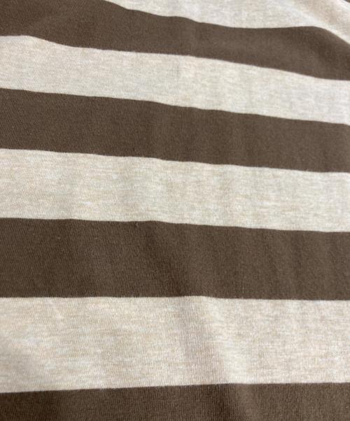 stussy（ステューシー）stussy (ステューシー) ボーダー ポロシャツ ベージュ×ブラウン サイズ:Mの古着・服飾アイテム